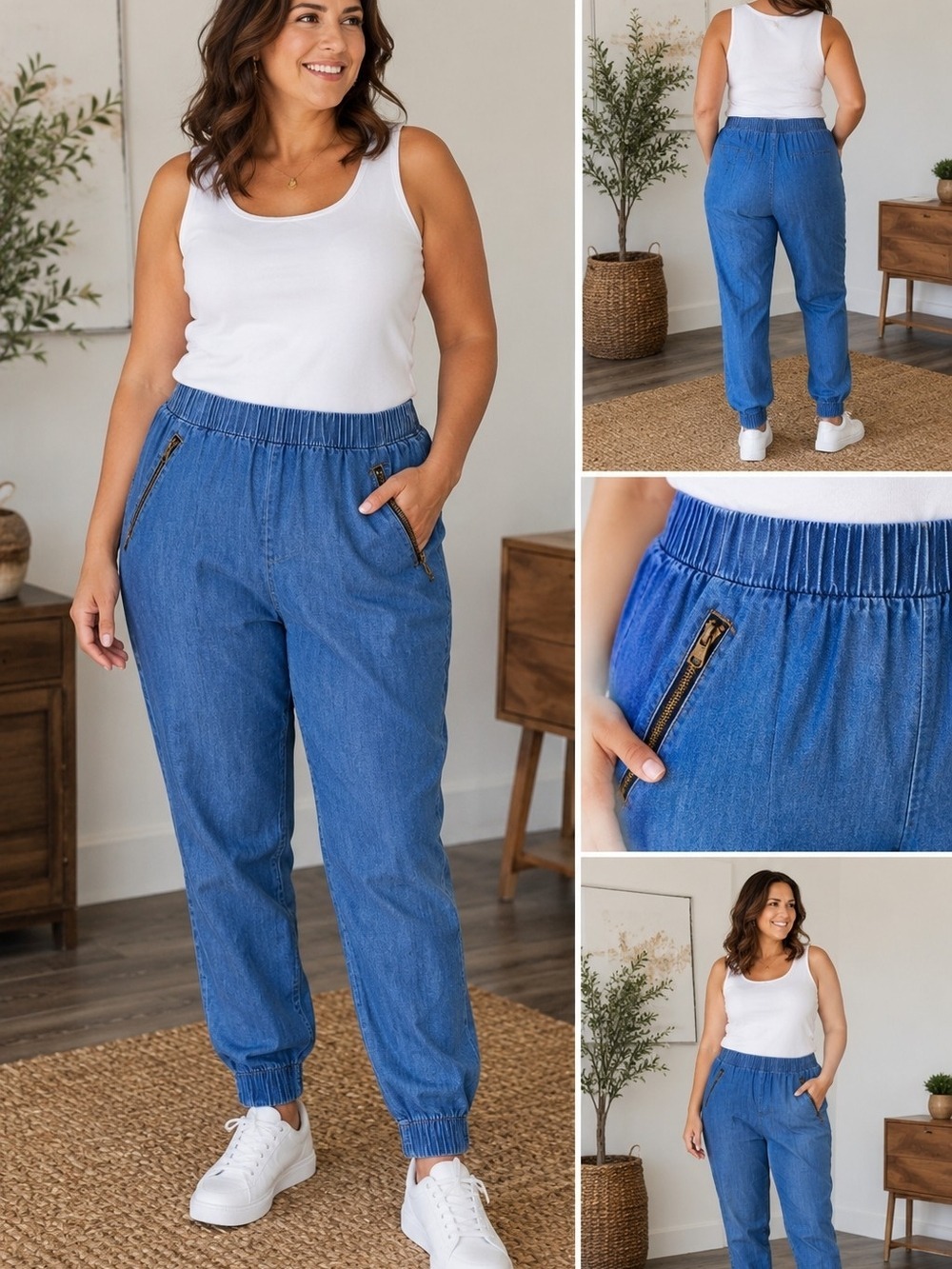 Signature 8 Women's Chambray Jogger Pants Size Medium